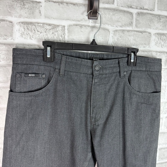 HUGO BOSS Maine Straight Leg Charcoal Herringbone 5 Pocket Pants Mens 36 x 34 - Picture 2 of 13